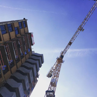 The renovation of housing towers in Brussels. Visit of the construction site for the renovation of a social housing tower